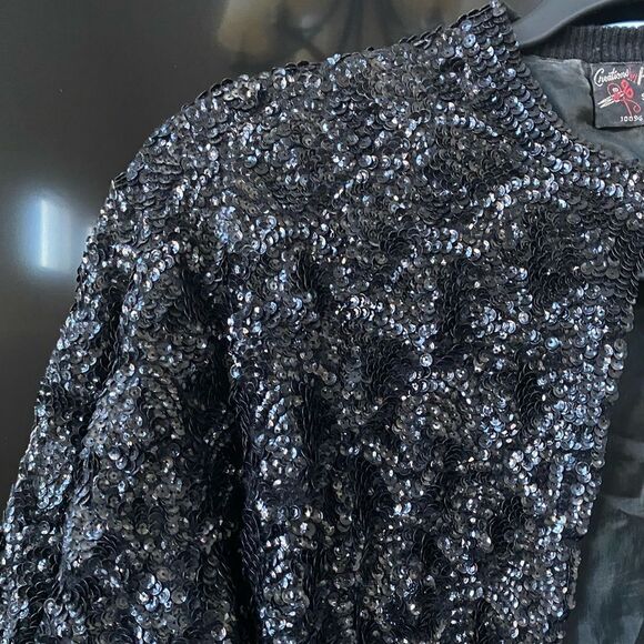 Vintage 1970's Black Sequin Evening Jacket, Size S - Picture 9 of 9